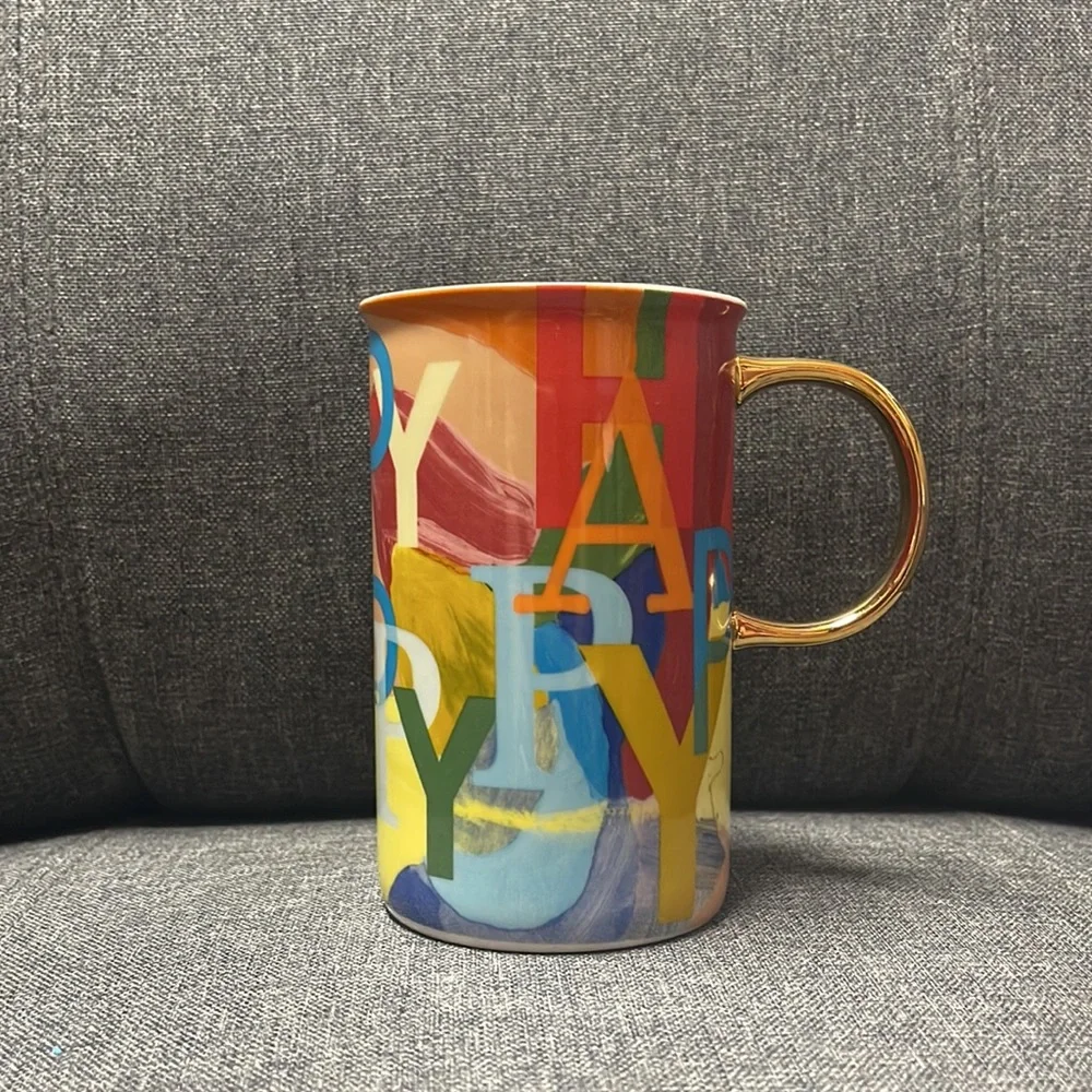 Anthropologie Happy Latte Coffee Mug